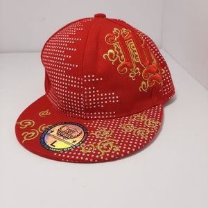 K & B Ethos Size L Hat Cap NY Red & Gold